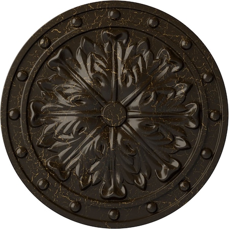 Ekena Millwork Foster Acanthus Leaf Medallion (Canopies up to 2 1/4"), 20 1/2"OD x 1 1/2"P, Stone Hearth Crackle CM20FOSHC